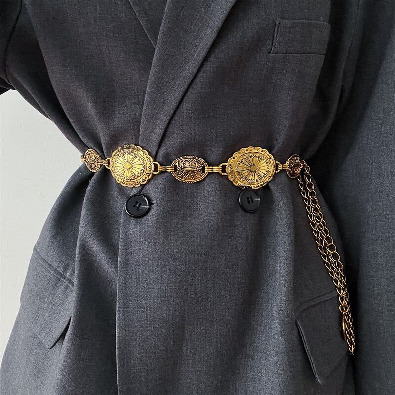 [Yu Wei Series] ★Belt★ Alloy 2color Accessory Small Retro Design Silver Gold