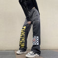 Load image into Gallery viewer, [CHAOHUO series] ★Denim pants★ Bottoms Unisex Check pattern Gray Gray Fashion S M L XL
