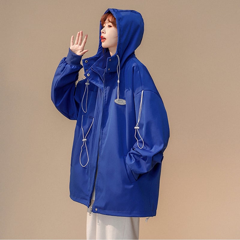 [Ushiomiomi Series] ★Jacket★ 2color Casual Unisex Men's Loose Large Size Black Blue Hooded