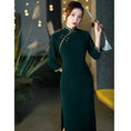 Load image into Gallery viewer, [Embroidery Series]★Cheongsam dress★ Dress, large size, long length, green, slimming, improving temperament
