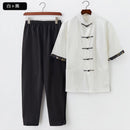 [Hanbin Series] 8 colors to choose from, Chinese style setup, 2 pieces, top and bottom set, tops + pants, large size, cotton linen