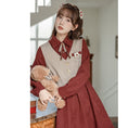 Load image into Gallery viewer, [Minami no Mori Series] ★One Piece★ 2color Faux Layered Fashion Ladies Switching Ribbon Wine Red Khaki Brown
