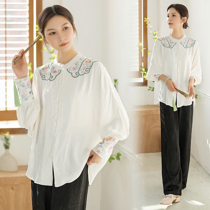 [HUAYUAN Series]★China-style shirt★ Tops, embroidery, ethnic style, improves temperament, easy to match with commuting, dating, etc.