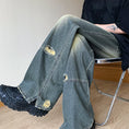 Load image into Gallery viewer, [CHAOMEICHEN Series] ★Denim Pants★ Distressed Bottoms Trousers Men's Large Size Blue
