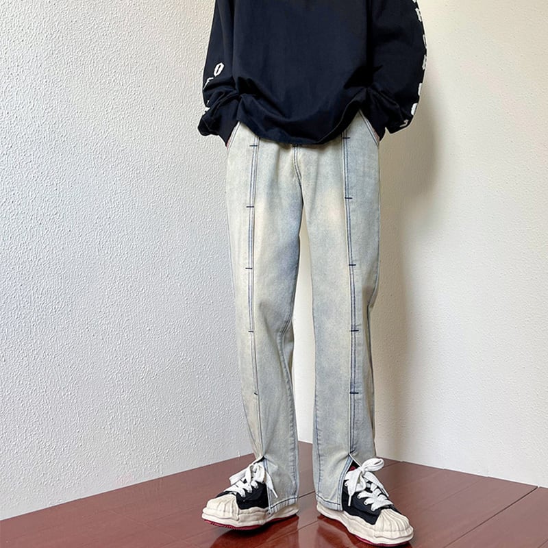 [KAAIER Series]★Denim pants★ 2color bottoms pants unisex men's retro easy to match slimming