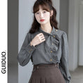 Load image into Gallery viewer, [GUIDUO Series] ★Shirt★ Tops, Long Sleeve Shirt, Plaid Pattern, Ladies, Improves Temperament, Ribbon, Cute, Date, Commuting
