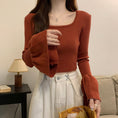 Load image into Gallery viewer, [Insufficient Moe Series]★Knit Tops★ 4color Tops Flare Sleeve Slim Slimming Black White Red Pink
