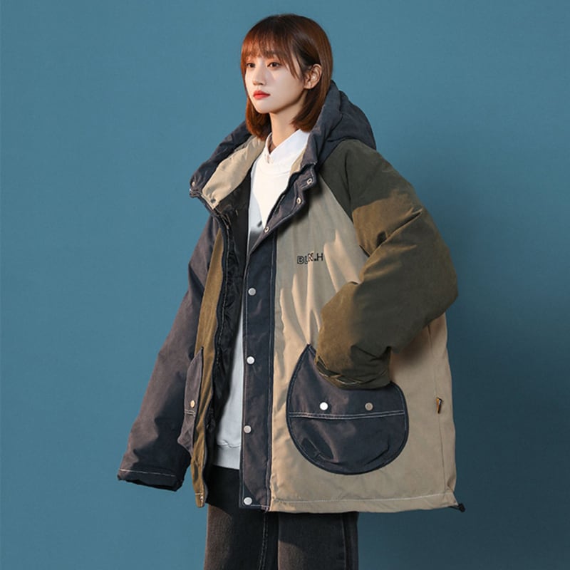 [Suikoishi Series] ★Winter Coat★ Cotton Coat Outerwear 2color Unisex Men's Color Scheme Red Khaki Green