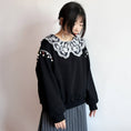 Load image into Gallery viewer, [True Fish Series]★China style top★ Embroidered fringe ladies long sleeve cute collar large size black
