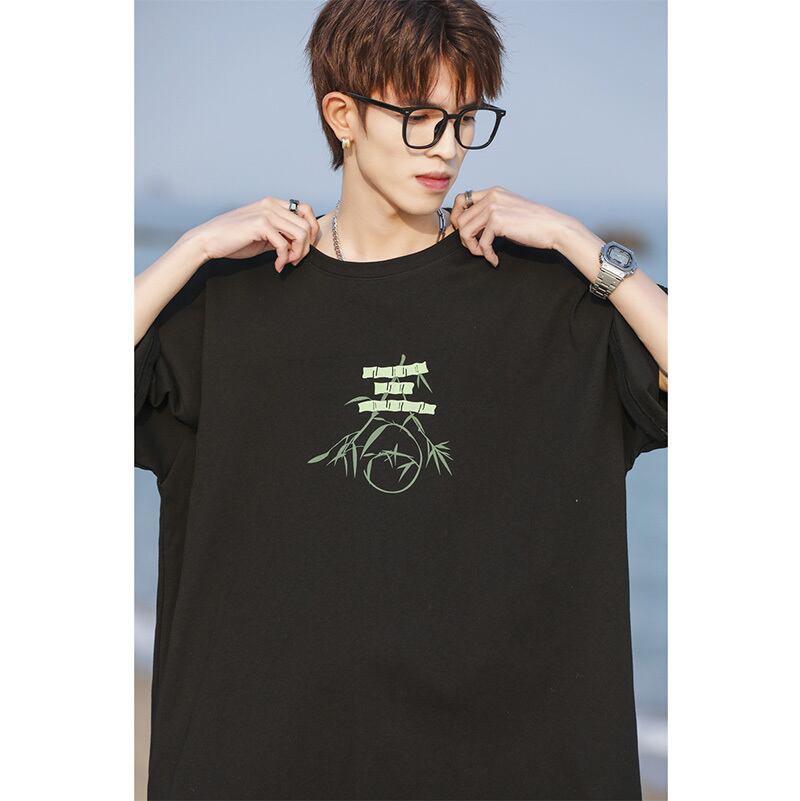 [MANYSTON Series]★T-shirt★ Tops 3color Unisex Men's Short Sleeve White Black Green