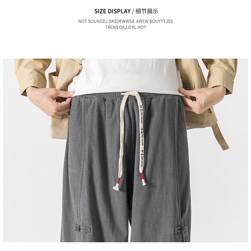 [Small Trouble Series]★China Style Pants★ 3color Bottoms Unisex Men's Large Size China Button Gray Black