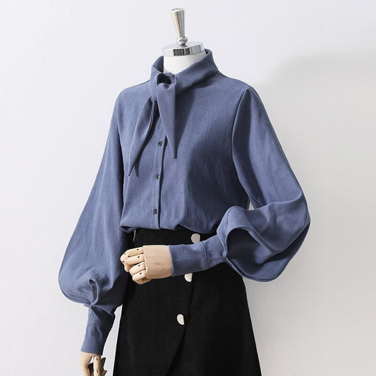 3 color selection shirt tops cotton autumn/winter office office lady commuting easy to match black blue white