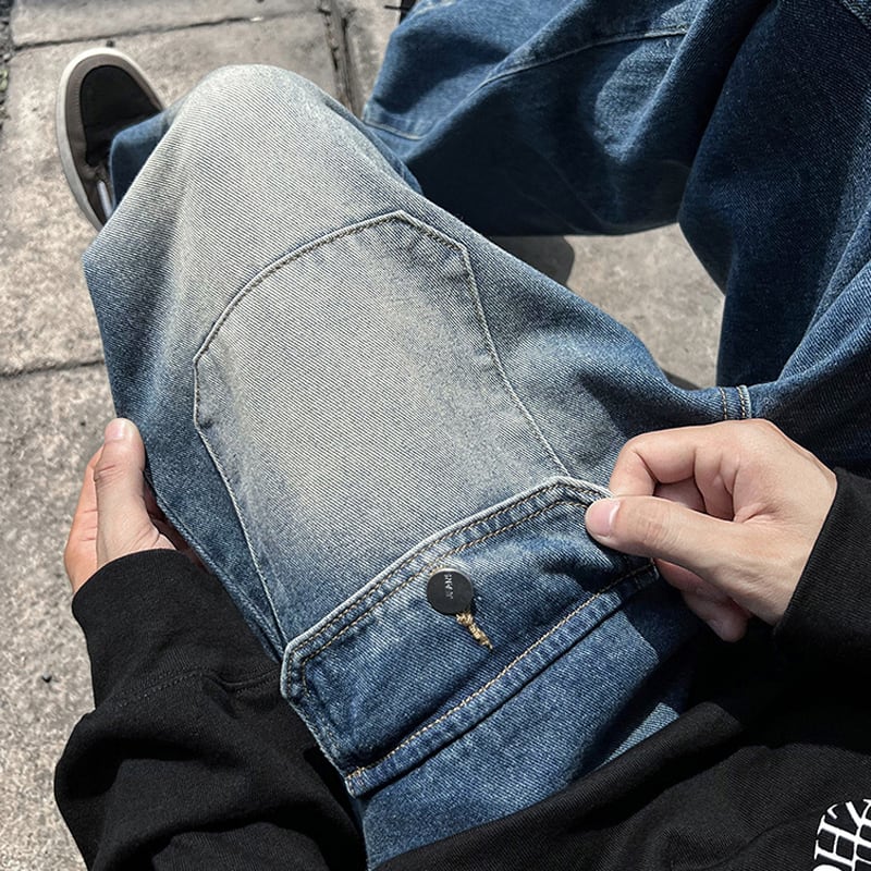 [PV Series]★Denim Pants★ 2color Bottoms Unisex Men's Large Size Pocket Blue Black