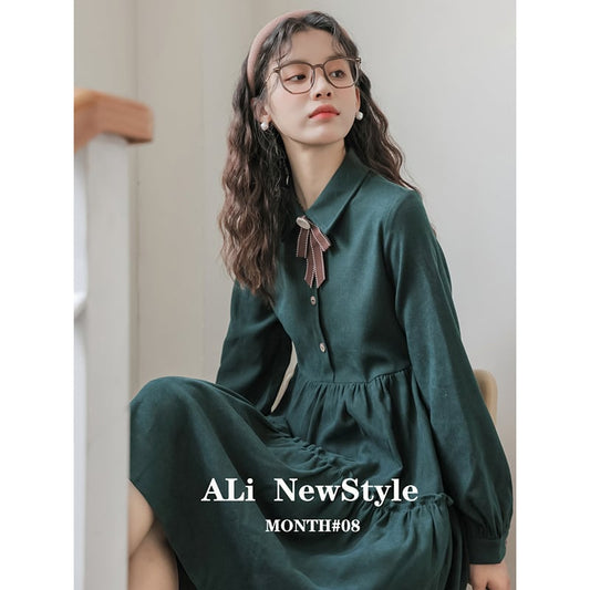 [Ali Series] ★One Piece★ Women's Shirt Dress Green Commuting Date Cute SML XL