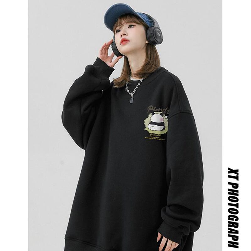 [Fujiiman Series] ★Tops★ 2color Sweatshirt Sweatshirt Unisex Men's Panda Black White