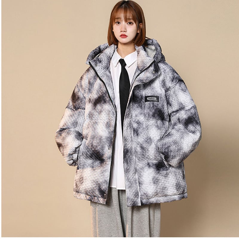 [Morimoto Series] ★Winter Coat★ 3color Cotton Coat Unisex Men's Print Gray Blue Green