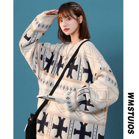 [Ushiomiomi Series] ★Sweater★ 2color knit tops Unisex Men's Large size Ethnic style Unique