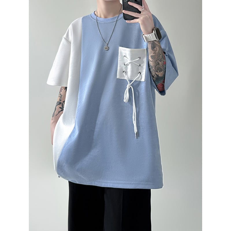 [LUJI Series] ★Short sleeve T-shirt★ 3color color scheme tops T-shirt unisex men's large size