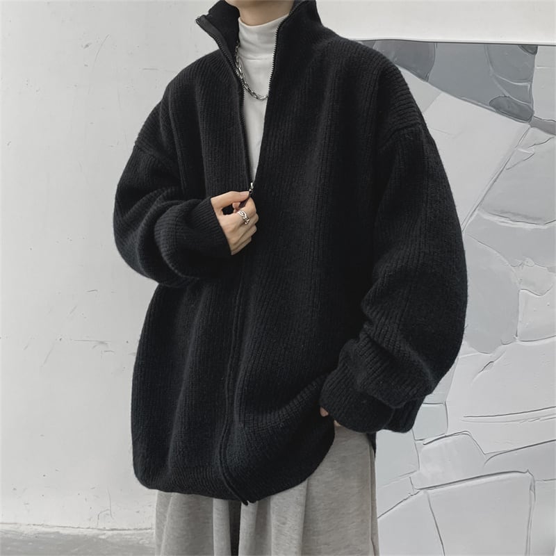 [Emeisa Series]★Sweater★ 4color Knit Tops Outerwear Cardigan Unisex Men's Solid Color Easy to Match