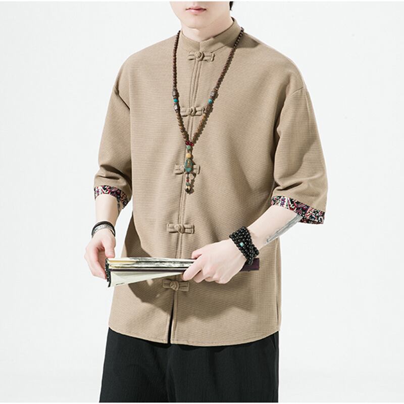 [Small Troubles Series]★China Style Shirt★ 4color Unisex Men's Large Size Chinese Clothes Black White Orange Brown