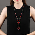 Load image into Gallery viewer, [Louran Guest Series] ★China style necklace★ Collar ladies accessories black red fish fish
