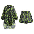 Load image into Gallery viewer, [YIDAO Series]★Setup★ 2-piece set, top and bottom set, shirt + shorts, slimming, cool, green, green
