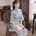 Load image into Gallery viewer, [Dust Smoke Cloud Dream --- Unlan Jade Nishiki Series]★China-style dress★Cheongsam dress, Chinese clothes, short sleeves, long length, butterfly ornament included
