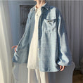 Load image into Gallery viewer, [Tetsusho Series]★Shirt★ 3color Tops Plaid Unisex Men's Autumn Clothes Black Blue Beige
