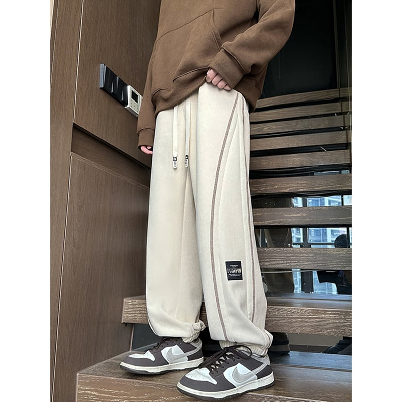 [High series]★Casual pants★ 2color brushed lining bottoms pants unisex men's black beige