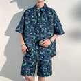 Load image into Gallery viewer, [KCSJ Series]★Setup★ Shirt + Shorts Unisex Men's Large Size Blue Blue Aloha Shirt Hawaii Beach
