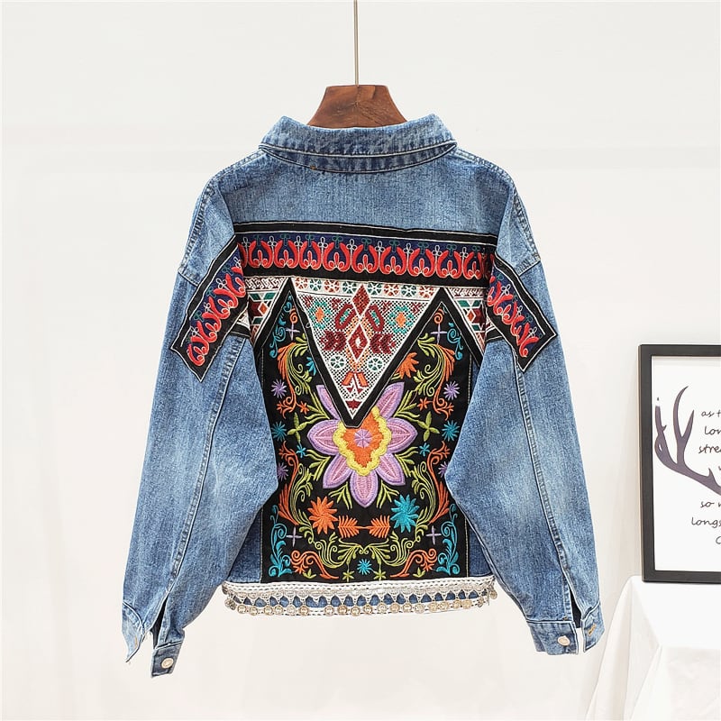 [ZHENLINA series] ★China style jacket★ Ethnic style denim jacket outerwear casual unique cute blue blue