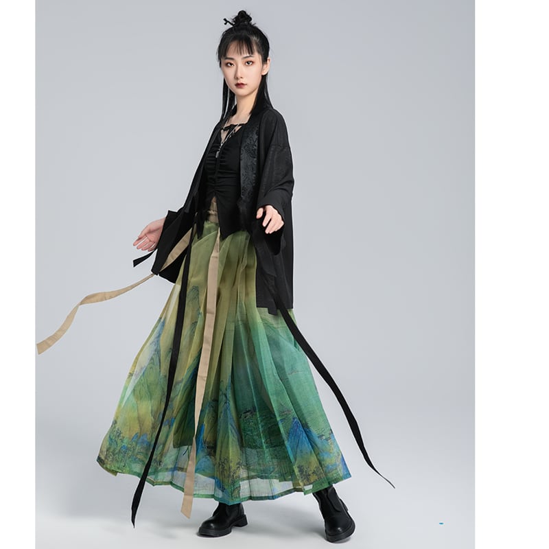 [Unmanku Slanted Hairpin Series] ★China Style Skirt★ Mamian Skirt Senuraeyama Illustration Original Bottoms Long Length