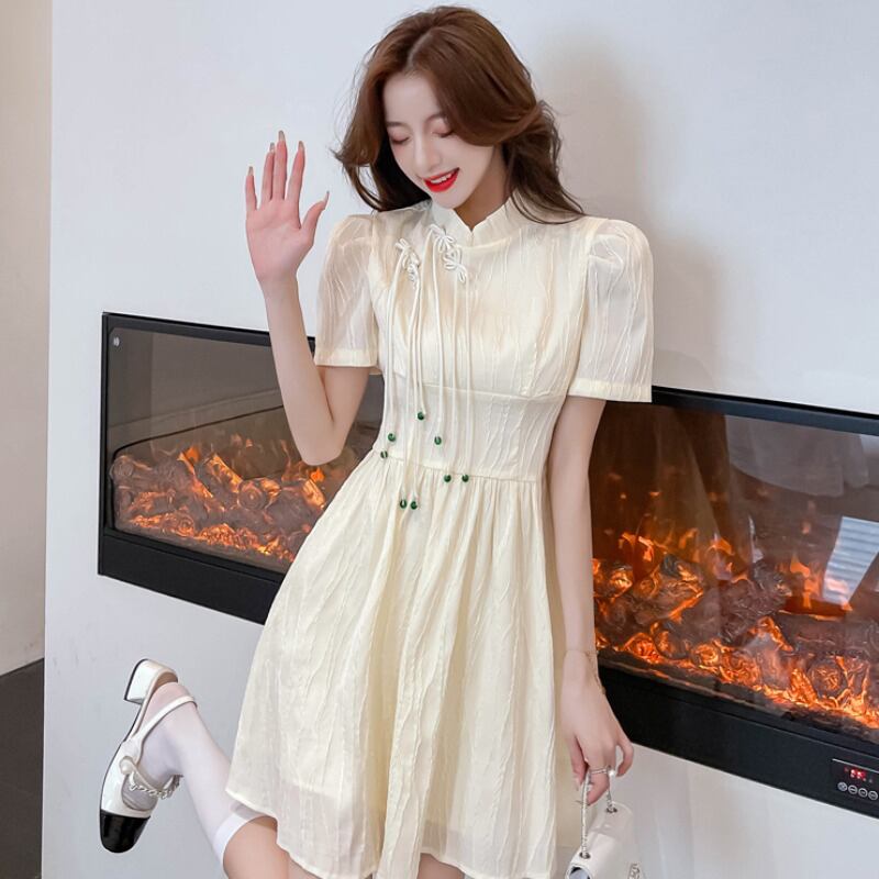 [LINXIAOXIAN Series] ★China-style dress★ Improved cheongsam dress, cute, short sleeve, summer clothes, improves temperament, wedding