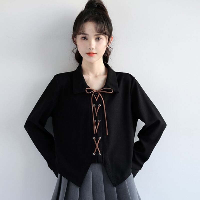 [ZISU0 Series]★Shirt★ 2color Tops Fashion Ladies Black Black Apricot