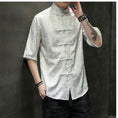 Load image into Gallery viewer, [Tsuncho Series]★China style shirt★ Short sleeve shirt Men's 6color tops Dragon crest Large size Black White Blue Yellow Red Thin Summer clothes
