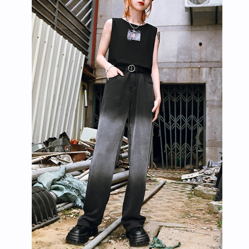 [Old Monster---Black Night Head Series] ★Denim Pants★ Bottoms Summer Clothes Thin Fashion Gradation