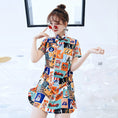 Load image into Gallery viewer, Chinese Style Dress SML XL 2XL One Piece After-Party Entrance Ceremony Retro Short Sleeve Floral Print A-line Unique
