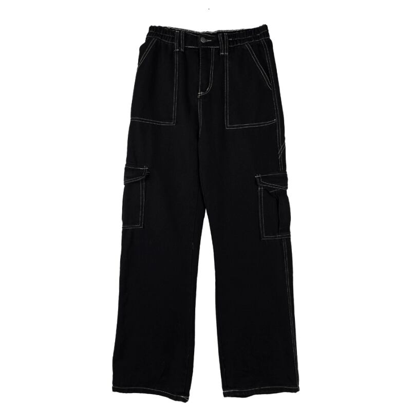 [Miyakoya Series]★Denim Pants★ Trousers Bottoms Black Black Women's Fashion Easy to Match