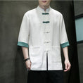 Load image into Gallery viewer, [HANZHU Series]★China style shirt★ Tops 3color Unisex Men's Large Size Black White Blue
