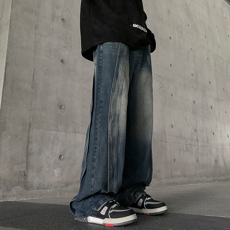 [NANSHI Series]★Denim pants★ 2color bottoms pants unisex men's simple easy to match black blue