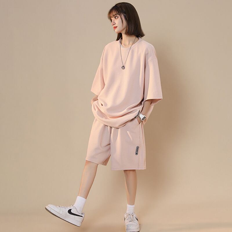 【LIEQUシリーズ】★セットアップ★ Tシャツ+短パン 3color 男女兼用 メンズ カジュアル 夏服 スポーツ風