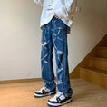 Load image into Gallery viewer, [DUFENG Series]★Denim Pants★ Bottoms Pants Unisex Men's Large Size Distressed Blue Blue
