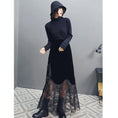 Load image into Gallery viewer, [Daiseiryusu Series]★Skirt★ Bottoms switching velvet long length embroidery mesh SML black black
