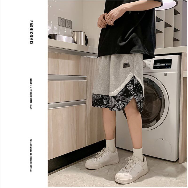 [KADISHOU Series] ★Shorts★ 3color Paisley Bottoms Casual Shorts Unisex Men's Cool Large Size Black White Gray