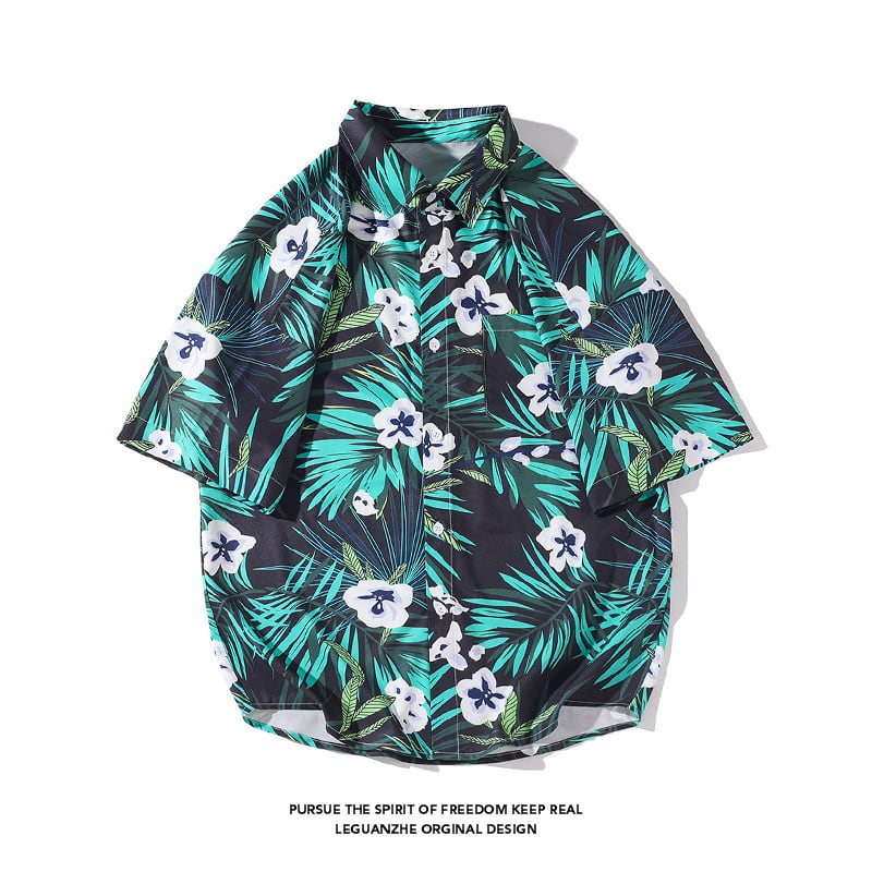 [BIGEMAN Series]★Shirt★ Tops 4color Unisex Men's Large Size Aloha Shirt Okinawa