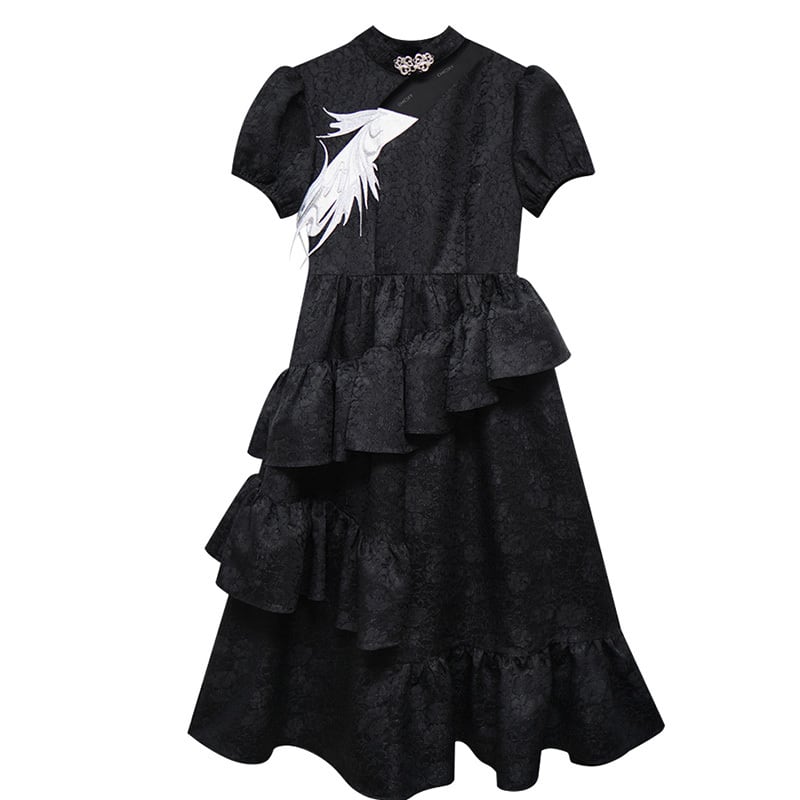 [chicsky---Night Flower Series] ★Chinese style dress★ 2color Improved Chinese style dress Black White Black White