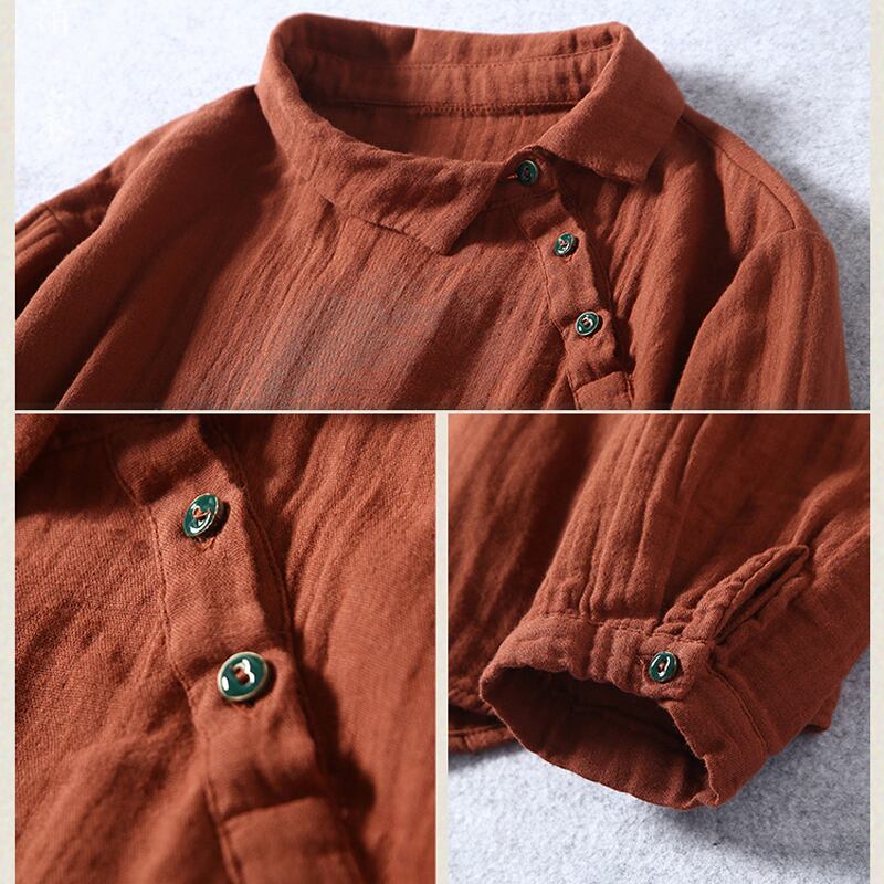 [Qing Series] ★Chinese-style shirt★ 4 colors Tops Retro Light brown White Black Red