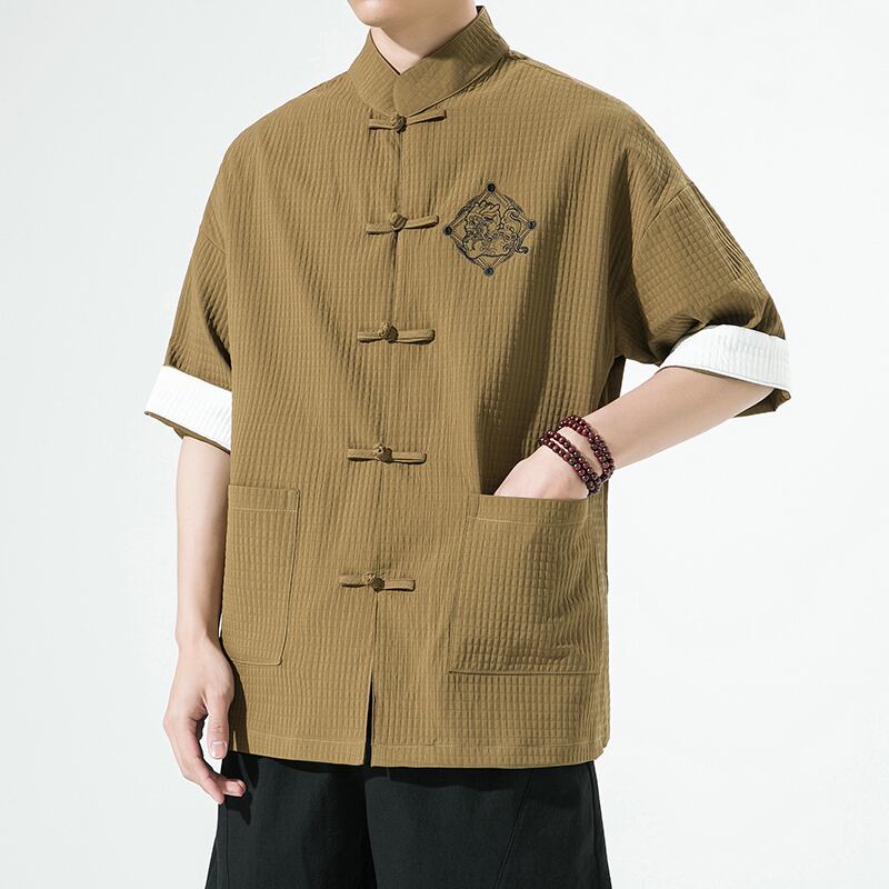 [Small Troubles Series]★China Style Shirt★ Tops 6color Unisex Men's Large Size Improved Tang Suit