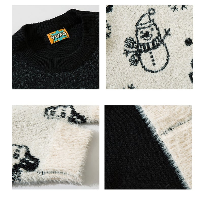 [SHERONG Series]★Sweater★ 3color Knit Tops Christmas Unisex Men's Snowman Black Green Red