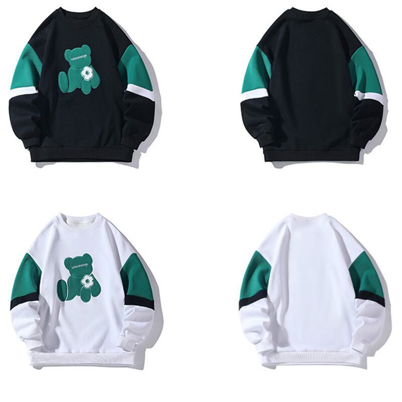 [BIGEMAN Series] ★Fleece-lined tops★ 2color Unisex Men's Round Neck Large Size Black White